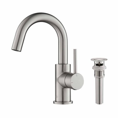 KIBI Circular Single Handle High-Arc Bathroom Sink Faucet C-KBF1021BN-KPW100BN